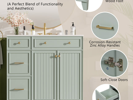 Bathroom Vanity With Sink, Soft Close Doors, Adjustable Shelves