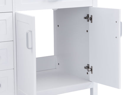 Bathroom Vanity Cabinet Only, Soft Close Doors & Drawers, 4 Drawers & 2 Double Door Cabinets - White