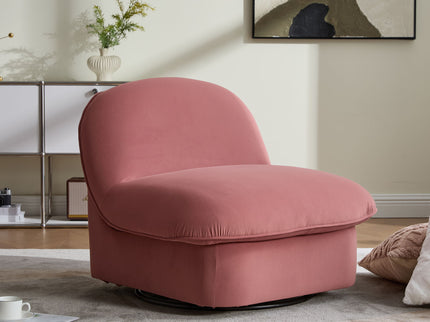 Pumpkin Shaped Swivel Accent Chair, 360 Degree Rotation For Living Room