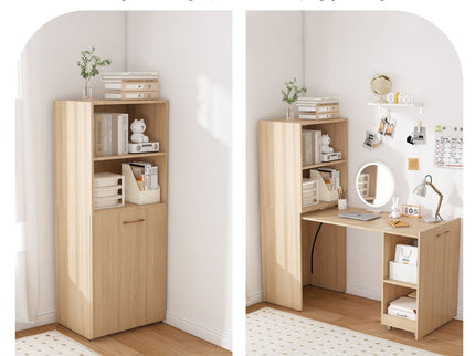 Stretchable Office Desk With Storage Shelves And Mobile Wheels