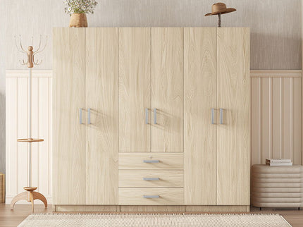6 Doors Wardrobe Storage For Bedroom, With Big Drawers