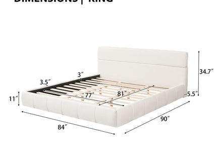 Upholstered Platform Bed Frame With Soft Boucle Headboard