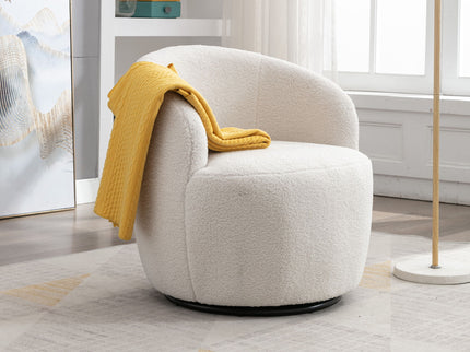 Teddy Fabric Swivel Accent Armchair Barrel Chair With Powder Coating Metal Ring