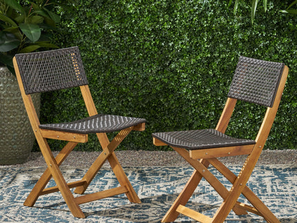 Bistro Foldable Chair With Wicker Backrest