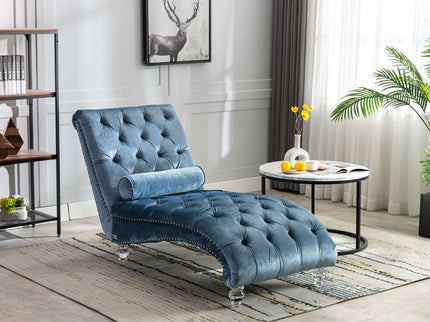 Chaise Lounge Indoor, Button Tufted Upholstered Chaise Lounge Chair With Pillow