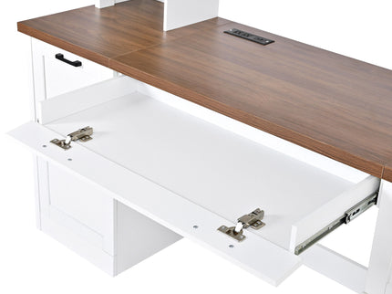 Farmhouse Computer Desk With Hutch