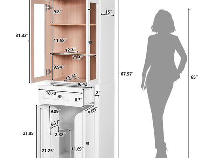 Bathroom Storage Cabinet, Adjustable Shelves & Drawer, Freestanding Tower
