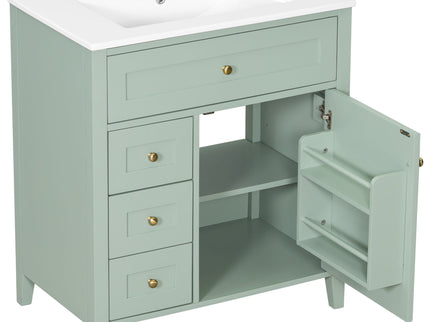 Modern Bathroom Vanity With Sink, 3 Drawers And Adjustable Shelf