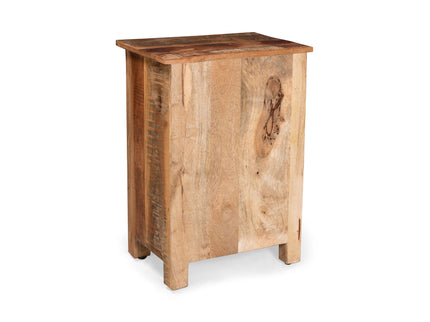 Recycled Wood Side Table With Drawer And Door - Natural