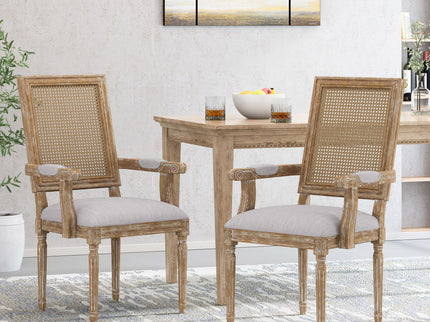 Elegant French Country Style Dining Chair With Cane Backrest