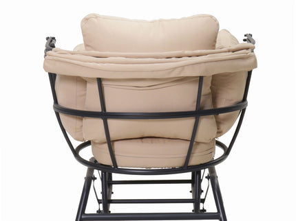 Egg Chair With Cushion And Retractable Canopy - Black / Taupe