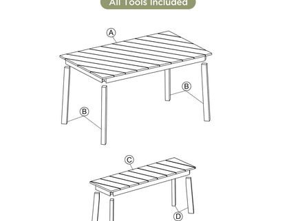3 Pieces Acacia Wood Table Bench Dining Set For Outdoor & Indoor Furniture With 2 Benches, Picnic Beer Table For Patio, Porch, Garden, Poolside - Natural