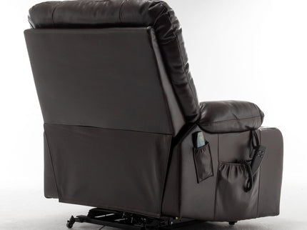 Lift Chair With Heat & Massage, 2 Pockets, 2 Cup Holders, Dual Remote - Wine Red