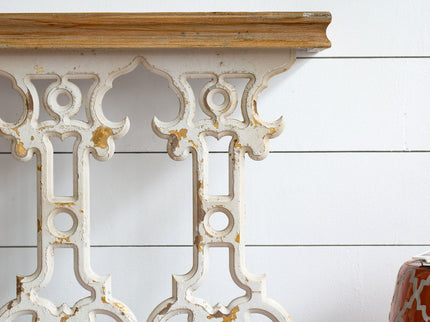 Classic Vintage Wash Console Table With Wood Top - Brown / Antique White