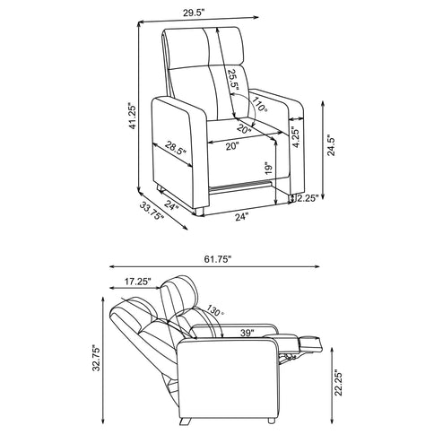 Push Back Recliner - Black