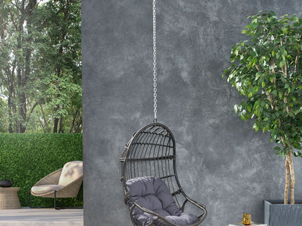 Rustic Hanging Basket Chair With Cushion