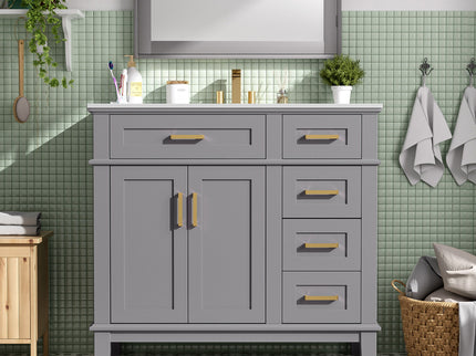 Modern Bathroom Vanity With Ceramic Sink, Soft Close Storage Cabinet