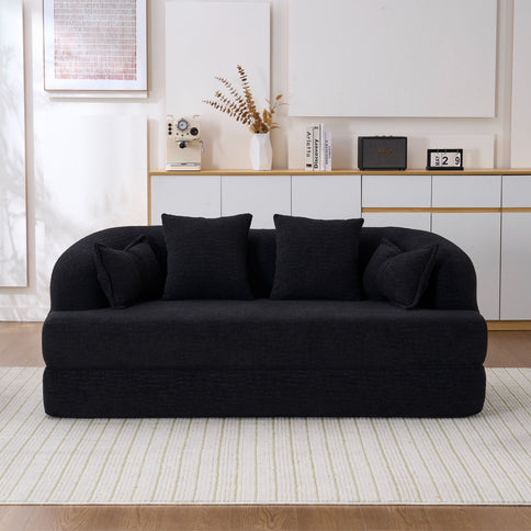 Foldable Sofa Bed, Boneless Couch Convertible Sleeper With 4 Pillows