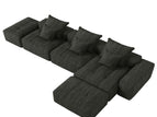 Black / 3 Seater Sofa With 2 Ottomans