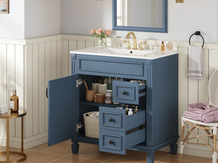 Bathroom Vanity With Sink, Cabinet With 2 Drawers And Adjustable Shelf