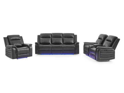 Ian - Power Reclining Sofa With LED & Global Surround System - Charcoal
