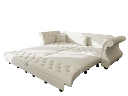 Oversized Chesterfield Pull Out Sofa Bed, Roll Arm Couch With Flower Tufting For Living Room