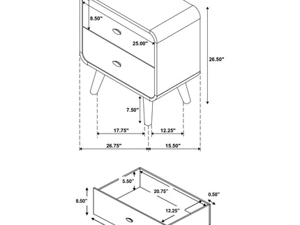 Winston - 2 Drawer Nightstand - Ash Brown