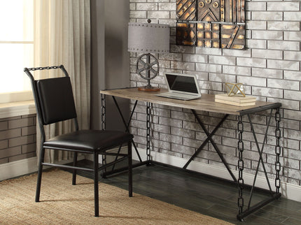 Jodie - Console Table - Rustic Oak / Antique Black