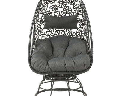 Hikre - Patio Lounge Chair & Side Table - Black / Charcoal