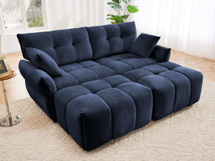 Sofa Set With Ottoman And Pillows, Textured, High Resilience Cushions