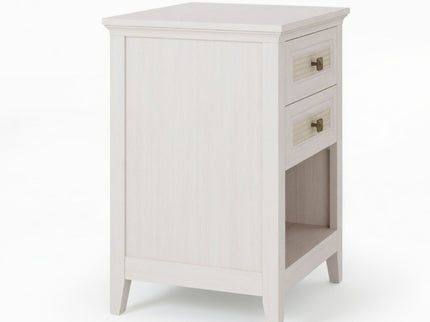 Nightstand With 2 Drawers & Shelf - White