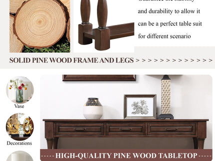 Console Table With 3 Drawers And 1 Bottom Shelf For Entryway - Espresso