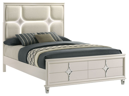 Gwendolyn - Queen Panel Bed With LED Headboard - White