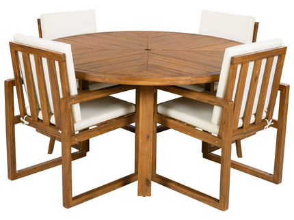 5 Piece Outdoor Patio Dining Set With 4 Armchairs And Table - Beige