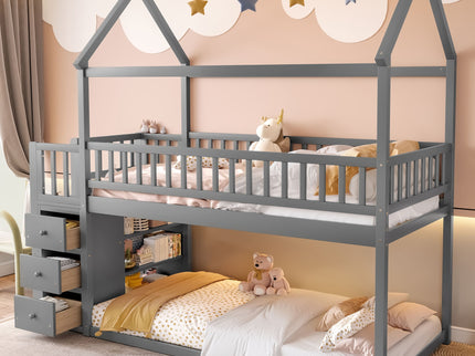 Bunk Bed With Shelves And Drawers, Storage Focused Design