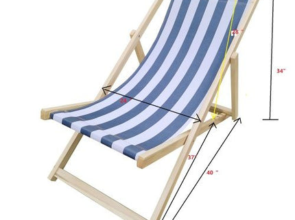 Sling Folding Chaise Lounge Chair - Stripe Blue