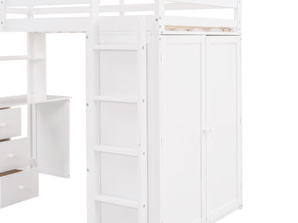 Loft Bed With Drawers, Desk, And Wardrobe