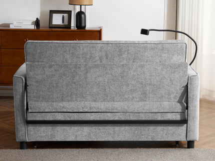Pull-Out Sleeper Sofa With Reversible Backrest Cushion, Side Pockets, 2 USB Ports And A Phone Holder For Living Room