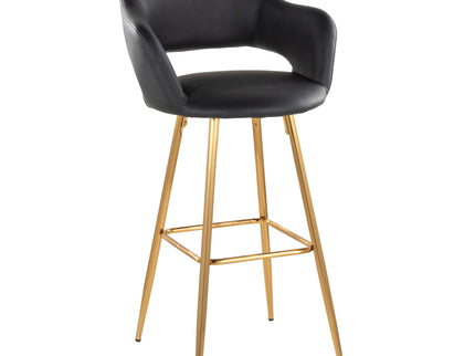 Margarite - Contemporary Fixed Height Barstool With Footrest (Set of 2) With Square