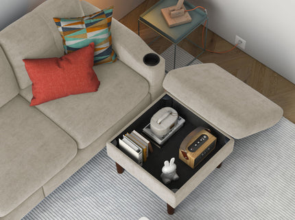 3 Seater Convertible Combination L Shaped Sofa With Footstools With Storage