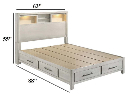 Bed With Built In LED Lights And Open Shelves