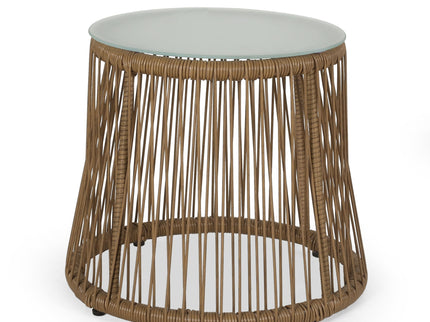 Conversation Set With Tempered Glass Table Top - Light Brown