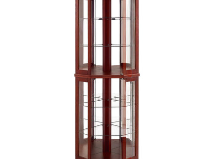 6 Shelf Corner Curio Display Cabinet With Lights, Mirrors And Adjustable Shelves (E26 Light Bulb Not Included)