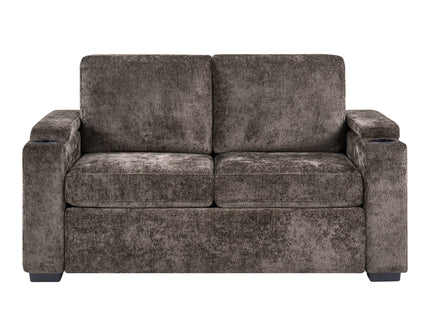 Pull Out Sofa Bed Loveseat With Twin Mattress, Cup Holders And Arm Storage