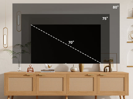 TV Stand With Storage & Cable Holes - Natural Wood