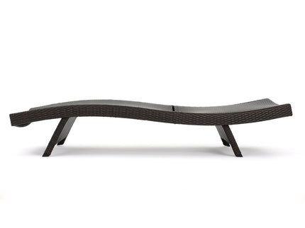 Mysticism Outdoor Chaise Lounge With Adjustable Backrest And Foldable Legs - Brown Multi