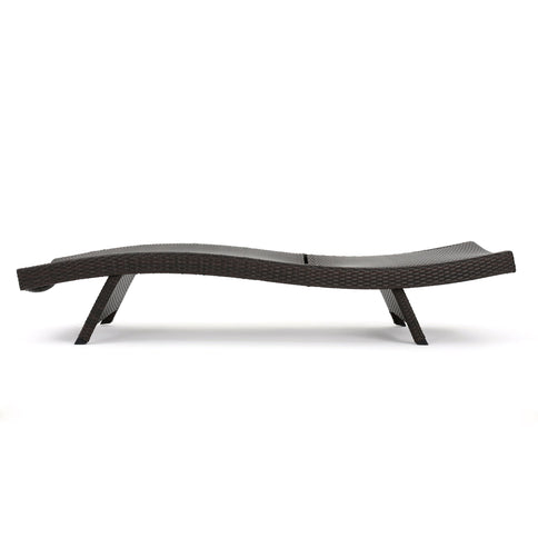 Mysticism Outdoor Chaise Lounge With Adjustable Backrest And Foldable Legs - Brown Multi
