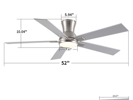 Low Profile Flush Mount Intergrated LED Ceiling Fan With Light And Reversible Quiet Motor