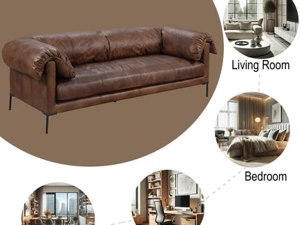 Jaron - Top Grain Leather Sofa - Mocha