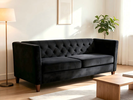 Button Tufted Loveseat, 2 Seater With Square Arm Couch For Living Room